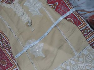 Elegant Beige Kurta with White Lace Trim