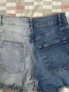Two-Tone Denim Cut-Off Shorts