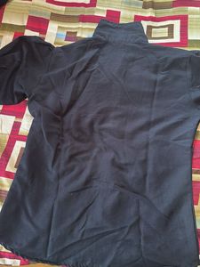 Black Button-Up Shirt with High Neck