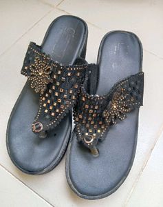 Black Embellished Flats