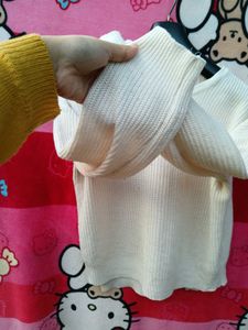 Cream Knit Long Sleeve Top