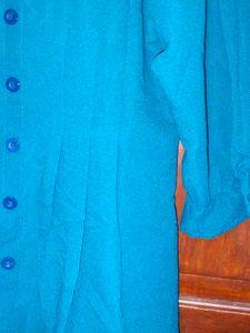 Teal puff sleeve structured top