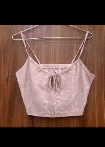 150 sale !! Cute Lilac Eyelet Tie-Front Crop Top