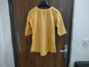 Yellow Embroidered Kurta medium size