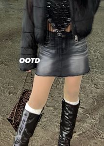 Women's Grey Denim Mini Skirt
