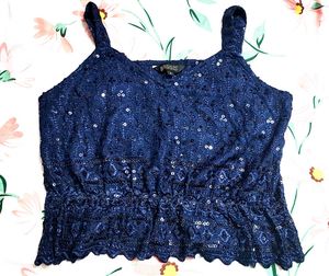 Sparkling Blue Sequin Blouse Top