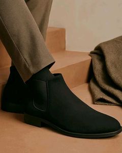 Black Suede Chelsea Boots