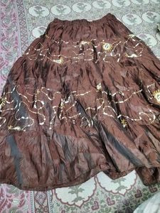 Brown Embroidered Skirt