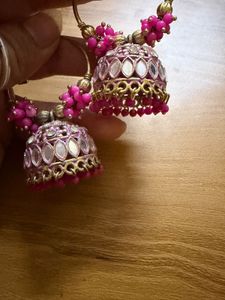 Stunning Pink Jhumka Earrings