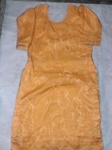 Embroidered Orange Kurta Set