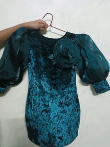 Velvet Teal middi dress