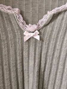 Ribbed Lace Trim Crop Top