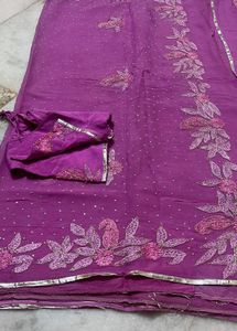 Embroidered Purple Saree