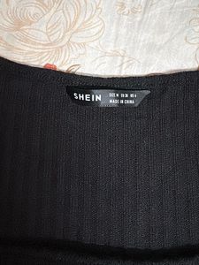 Shein Black Ribbed Long Sleeve Top