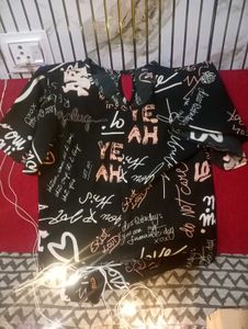 Graffiti Print Tie-Front Crop Top
