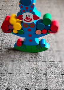 Vintage Wooden Balancing Clown Toy