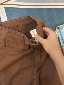 URBANIC Brown Wide Leg Jeans