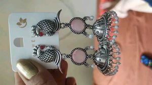 Boho Silver Jhumka Earrings