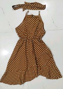 Retro Polka Dot Halter Neck Dress
