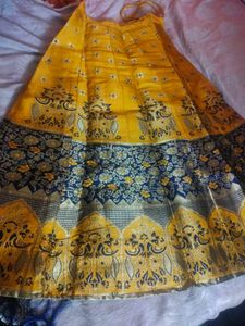 Elegant Yellow &amp; Navy Lehenga