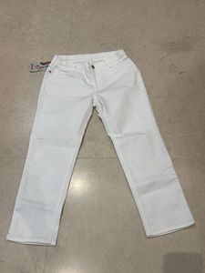 White Straight Leg Denim Jeans
