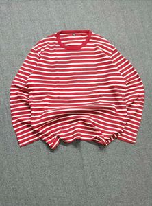 Uniqlo Red Striped Long Sleeve Warm T-Shirt