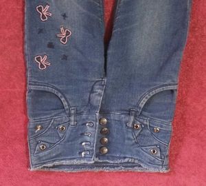 Girls' Blue Jeans with Butterfly Design