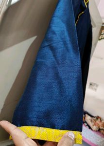 Yellow Koti Will Navy Blue Kurta &amp; Pajama