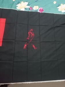 Red - Black Printed Poly Cotton Shirt Febric