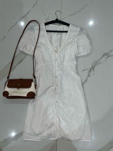 Chic White Button-Up Mini Dress