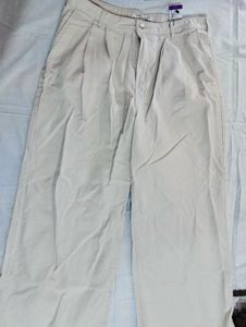 Cream Wide-Leg Trousers