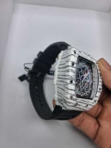 Skeleton Automatic Watch with White Band