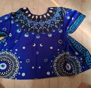 Blue kaftan dress with jhumka set