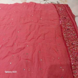 Elegant Pink Embellished Saree
