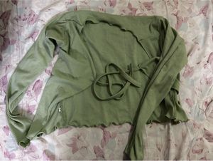Sage Green Wrap Crop Top