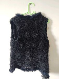 Black Fuzzy Vest
