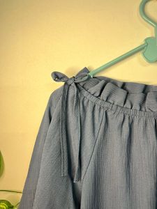 Off Shoulder Ruffled Blue Top