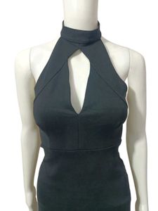 Chic Black Halter Neck Cutout Sexy Dress