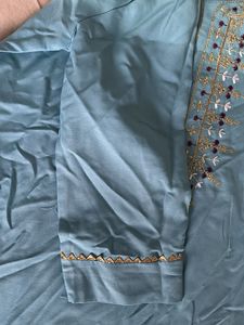 Embroidered Sky Blue Kurta