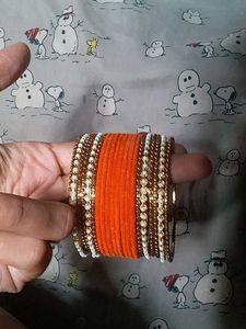 Set of Orange &amp; Gold Bangles