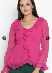 Vibrant Pink Ruffle Blouse