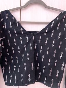 Ikkat Print Tailored Blouse Top