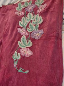 Rose Pink Floral Embroidered Velvet Gown