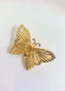 New Stunning Gold Butterfly Ring with Pink Stone