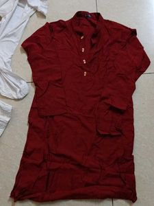Maroon Kurta with Stylish Collar