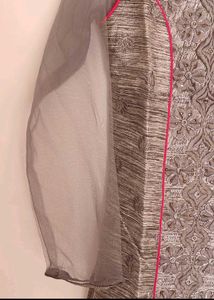 Elegant Grey &amp; Pink Ethnic Kurta