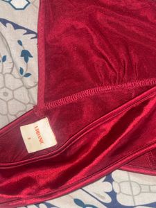 Shiny Red Halter Neck Top