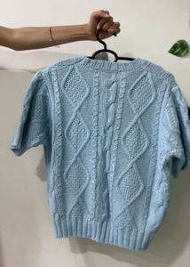 Baby Blue Cable Knit Sweater