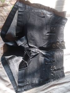 Black Denim Cuff Shorts
