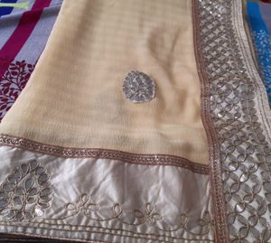 Beige Color Saree (Heavy With Blouse Pc)